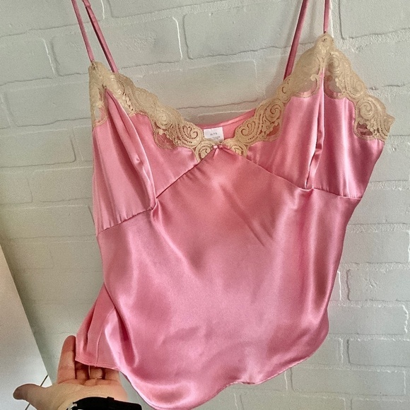 Vintage Y2K Camisole Babydoll Romantic Pink nude satin lace XL - Picture 3 of 12